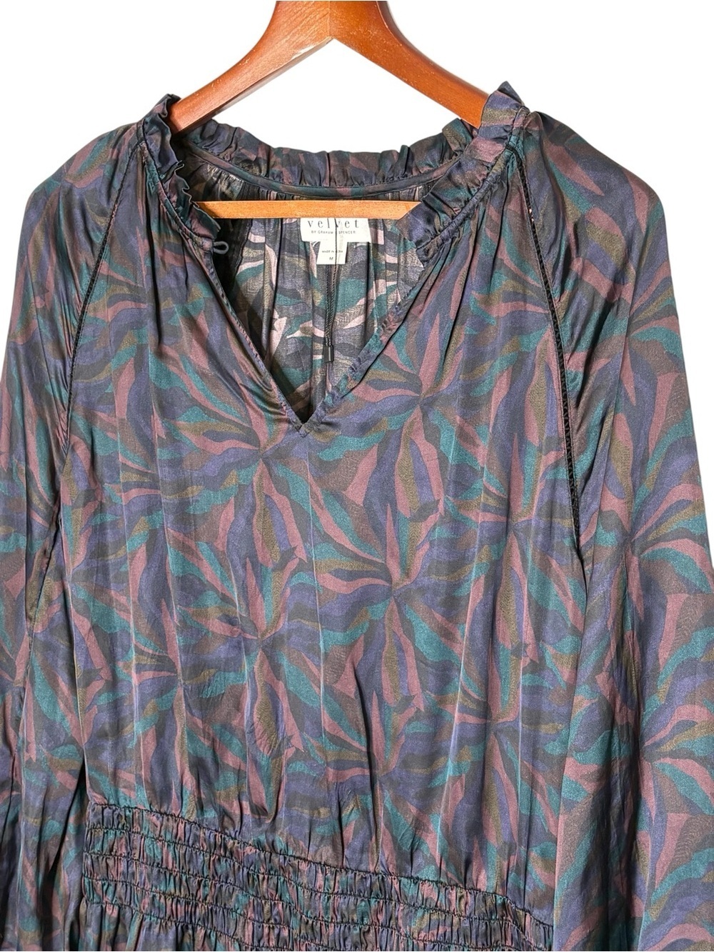 NWOT Velvet by Graham & Spencer Maine Drop-Waist Mini Dress Sonoma Print Size M - Picture 5 of 13